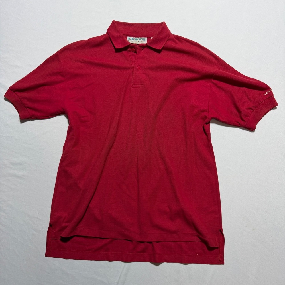 Levi's Shirts Vintage Red Pique Polo Men's Medium 90s Short Sleeve Collared